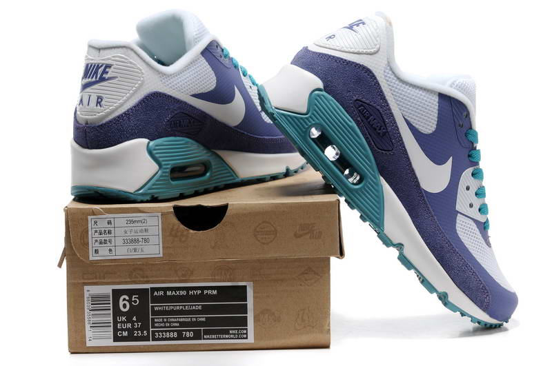 Air Max 90 Hyperfuse fourrure Chaussures Femmes Violet Blanc Bleu (1)
